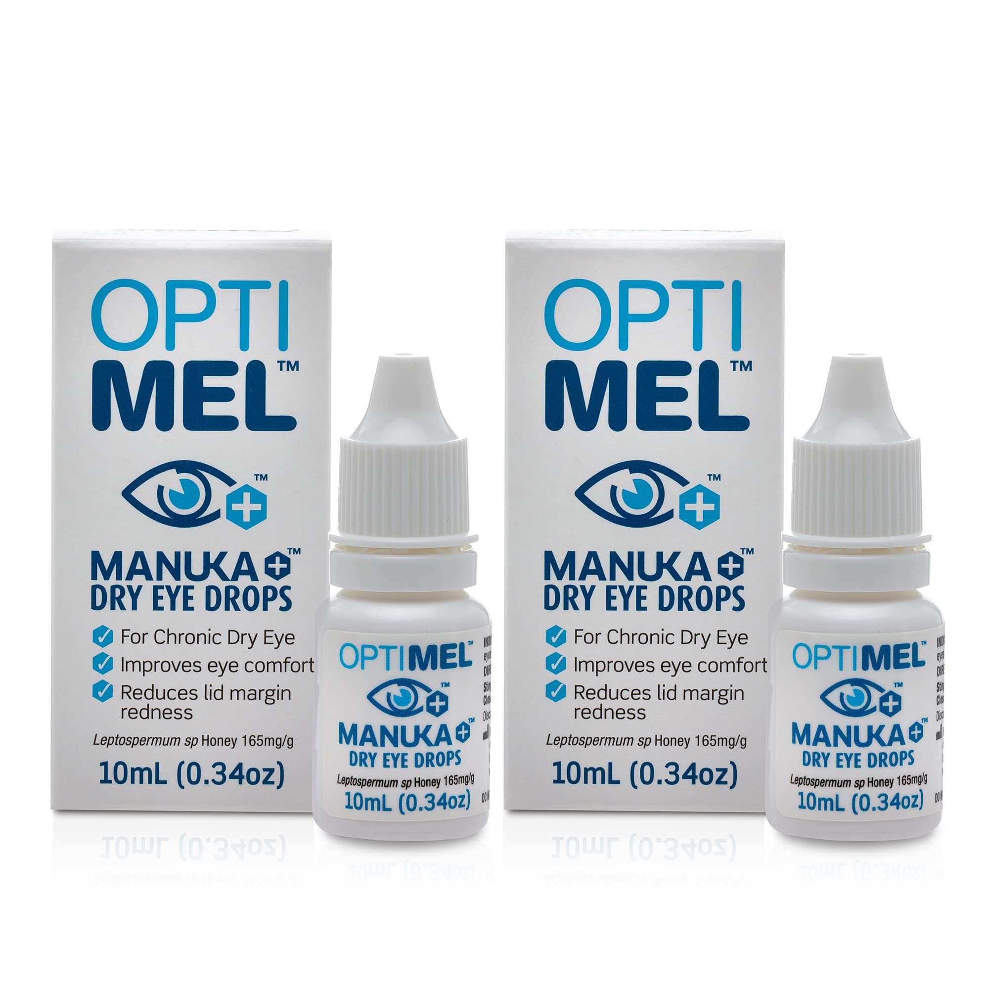 Optimel Manuka Honey Eye Drops Twin Pack - 2X 10ml Dry Eye Treatment & Relief - Blepharitis, Corneal