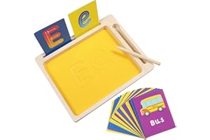 JOINPAYA Wooden Sand Writing Tray for Montessori Letter Formation Board for Preschool Learning Activities