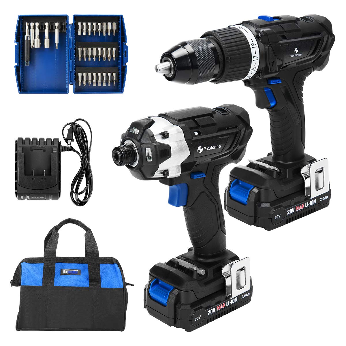 PORTER-CABLE 20V Cordless Drill & Impact Driver Combo Kit - 2-Tool Set With Batteries