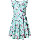 Girls Flutter Sleeve Unicorn Mermaid Dresses Summer Party Beach Hawaiian Clothes