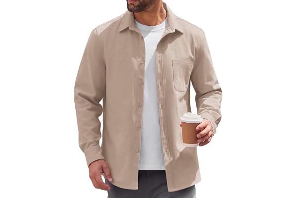 COOFANDY Mens Lightweight Button Down Shirt Jacket Casual Shacket Cotton Overshirt