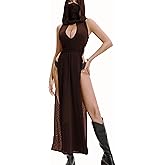 AGOSAK Women's Rave Outfits Festival Sexy Maxi Dress Gothic Long Dresses Night Club