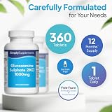 Simply Supplements Glucosamine Sulphate 2KCl 1000mg One a Day 360 Tablets UK GMP view 3