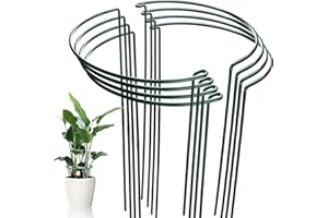 8 Pack Plant Supports Stake,Metal Garden Plant Stake, Green Half Round Plant Support Ring Large Plant Supports for Peony, Tom