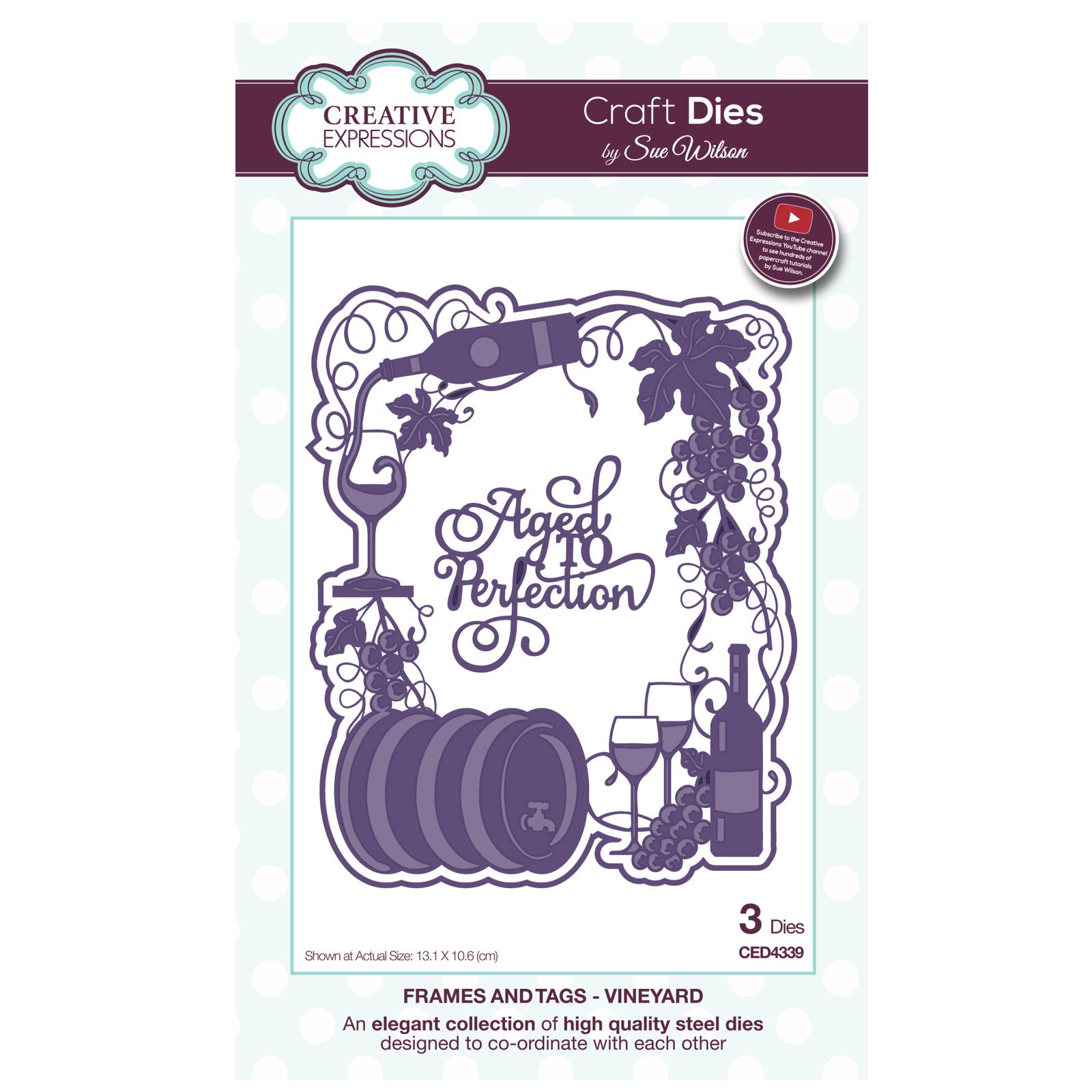 Sue Wilson Frames and Tags Collection Vineyard Die, Metal, Silver, 25.5 x 16 x 0.8 cm