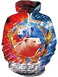 Loveternal Unisex 3D-print hoodie hoodie lange mouwen pullover sweatshirt met zakken S-XXL, Shark 1, L