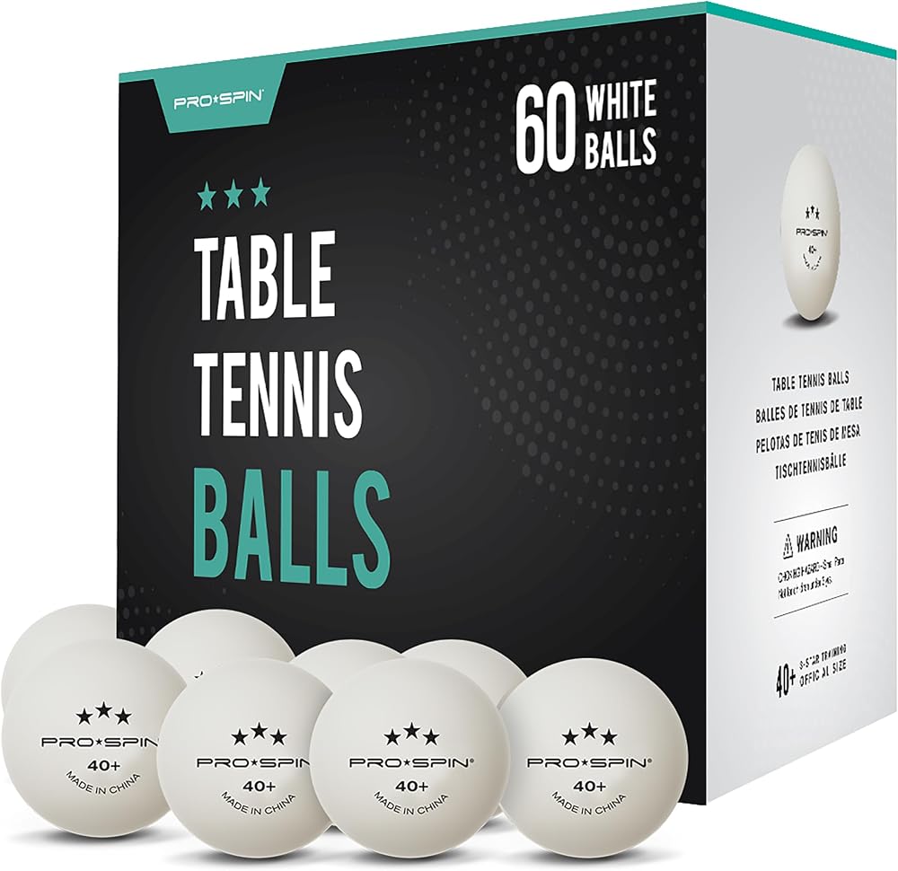 PRO-SPIN Ping Pong Balls 3-Star White 60 Pack ABS Training Ball 40+