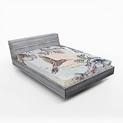 Ambesonne Hummingbird Fitted Sheet, Birds and
