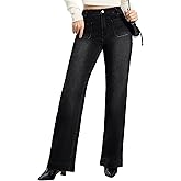SEVEGO Tall Women's 34"/36"/38" Inseam Wide Leg Jeans High Waisted Stretchy Straight Loose Trendy Denim Pants Pockets