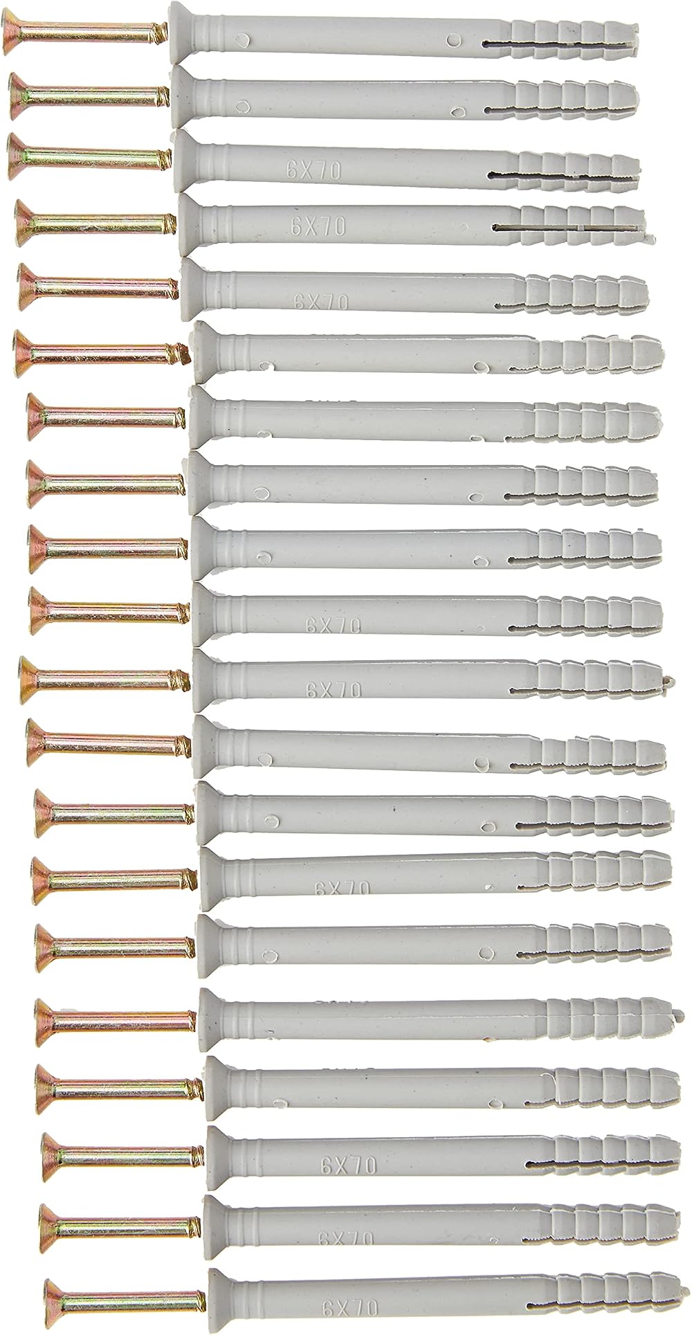 Merriway BH05917 Hammer Type Solid Wall Fixing Nylon Plug M6x70mm White 20 Pcs