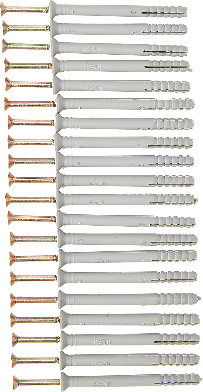Merriway BH05917 Hammer Type Solid Wall Fixing Nylon Plug M6x70mm White 20 Pcs