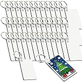 ZEONHEI 50 PCS White Rectangle Sublimation Keychain Blanks Bulk, Double Sided Heat Transfer Keychains for DIY Crafts