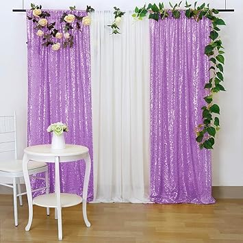 Amazon Com Lavender Glitter Backdrop Curtains 8 8ftx8ft Sequence