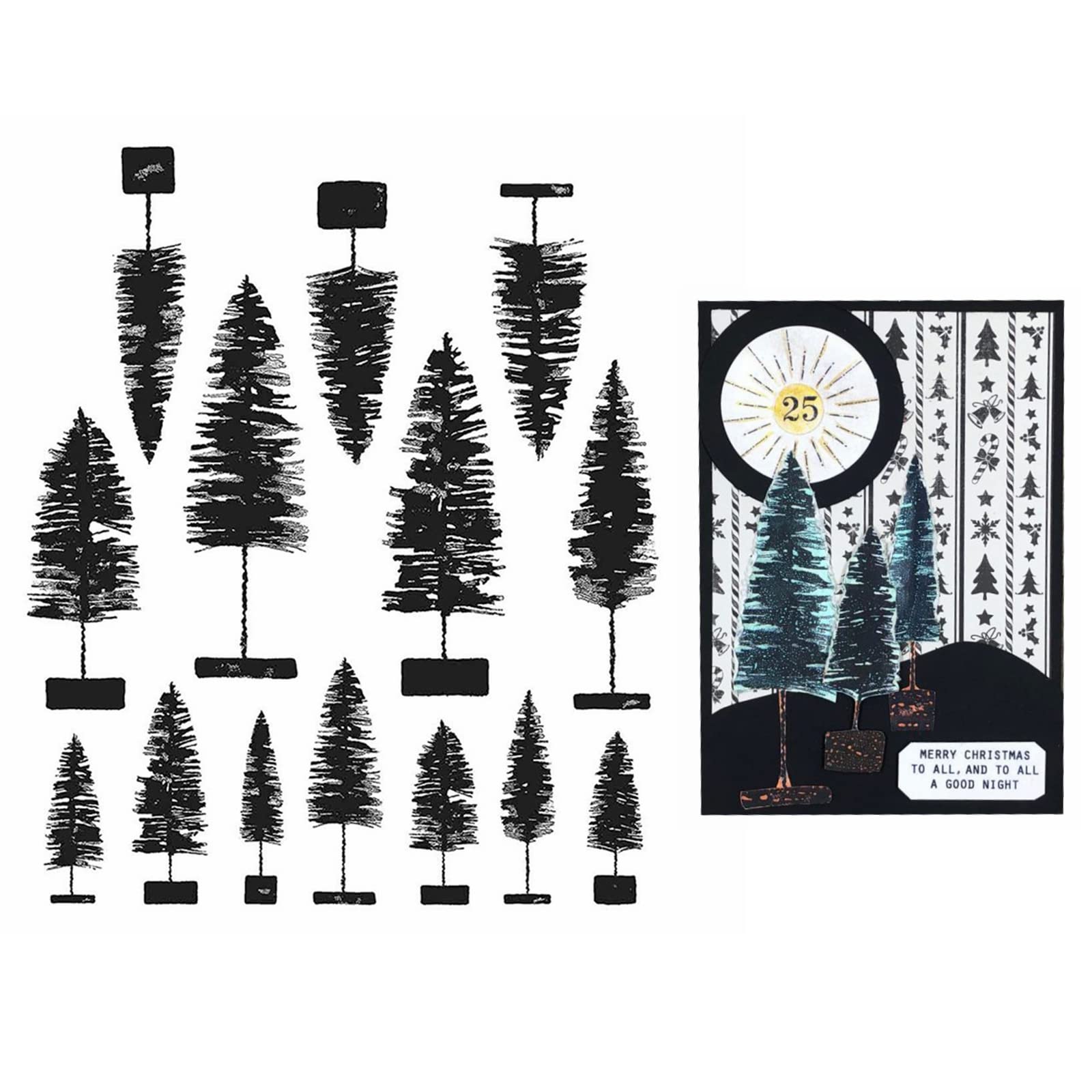 Christmas Tree Pine Trees Merry Christmas Silicon Clear Stamps for DIY Scrapbooking Embossing Craft Gift Card Album Card-Making