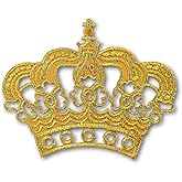 Patchicon4u Gold Royal Crown Imperial King Queen Princess Sign Symbol Design Iron on Sew on Embroidered Applique Patch for Jeans Jackets Clothing