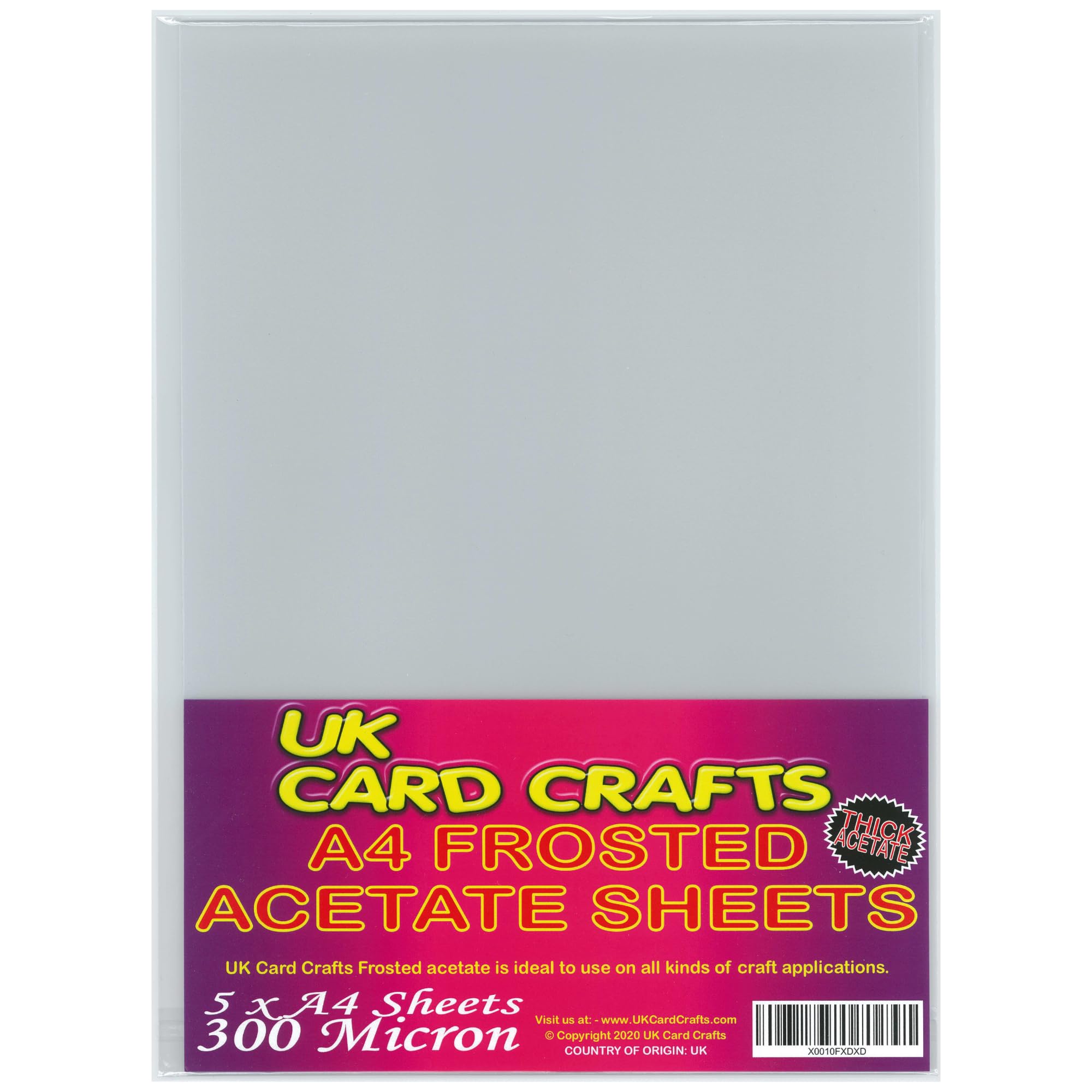A4 Frosted Acetate 300 Micron x 5 Sheets - UKCC0240