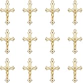 YionZian 60pcs Christian Jesus Cross Religious Crucifix Alloy Gold Plated Charms For Jewelry Making DIY Pendants Necklace Bracelet Keychain Earring Bag Decor Crafts