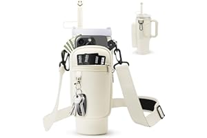 BILTRTE Water Bottle Carrier Bag for Stanley 40oz Tumbler with Phone Pocket, Water Bottle Holder Pouch with Adjustable Strap & Straw Cover, Stanley Cup Accessories