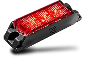 LAMPHUS NanoFlare 3.5" 3W Red LED Surface Mount Police Grill Strobe Warning Light [SAE Class 1] 12V Rectangle Grille Flashing Emergency Fire Light for EMS Responder Firefighter Vehicle Car