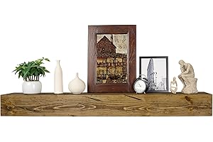 XWNE Fireplace Mantel,60 inch Rustic Wood Floating Mantel Shelves for Electric Fireplaces,Solid Wood Farmhouse Mantle for Over Fireplace (Distressed Walnut, 60x8x5)