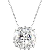 MISS MIMI Solitaire Cubic Zirconia Necklace for Women, 1–3 CT Round,Heart,Princess Cut CZ Options, Bezel or Prong Set in 925 Sterling Silver, Adjustable 16–20" Minimalist Everyday Jewelry