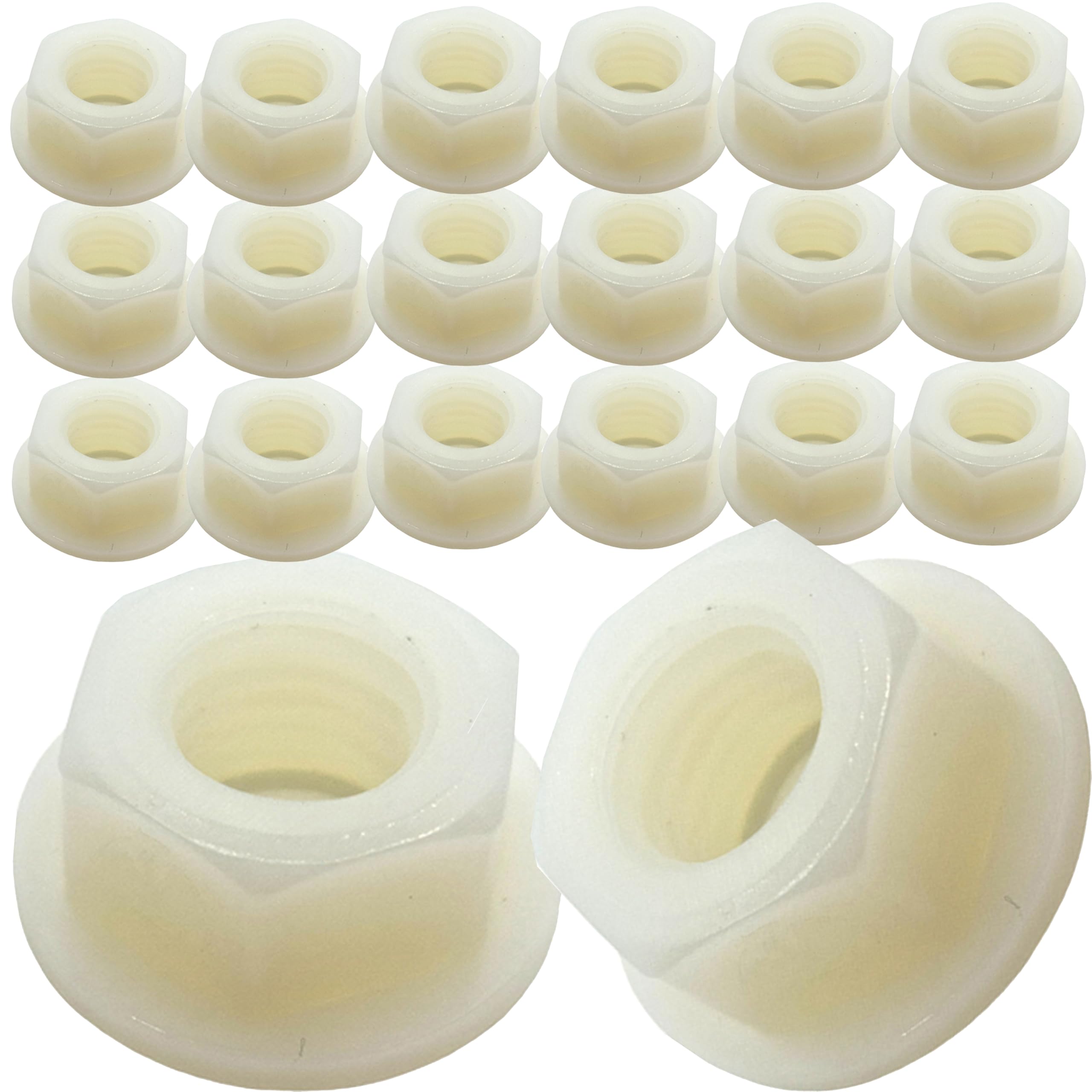 M10 Flange Nuts Nylon 66 material natural finish DIN 6923 (Pack of 20)