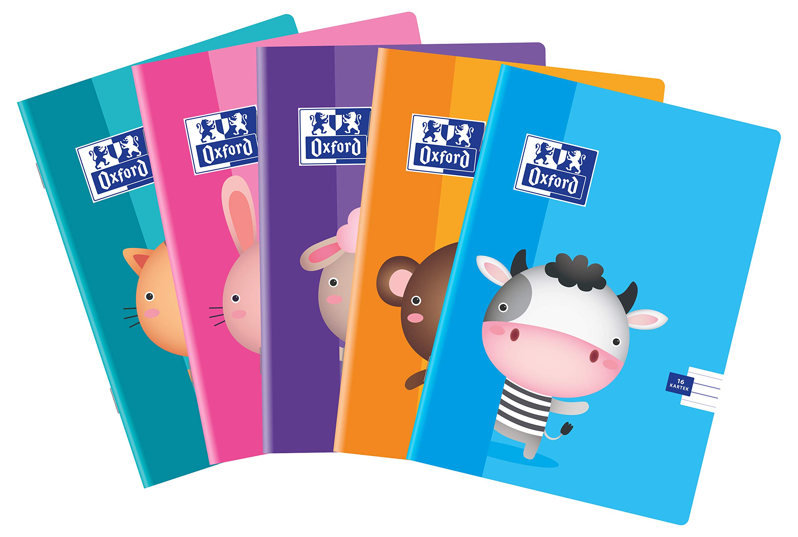 OXFORD 400092586 Kids A5 Exercise Book 16 Sheets Colourful Double Line Pack of 10 Assorted Colours