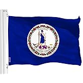 G128 Virginia VA State Flag | 3x5 Ft | LiteWeave Pro Series Printed 150D Polyester | Indoor/Outdoor, Vibrant Colors, Brass Grommets, Thicker and More Durable Than 100D 75D Polyester