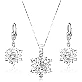 EVER FAITH Christmas Winter Party Accessories Cubic Zirconia Good Luck Irish Celtic Knot Snowflake Necklace Dangle Earrings Set Holiday Jewerly Gifts for Women Mother Her
