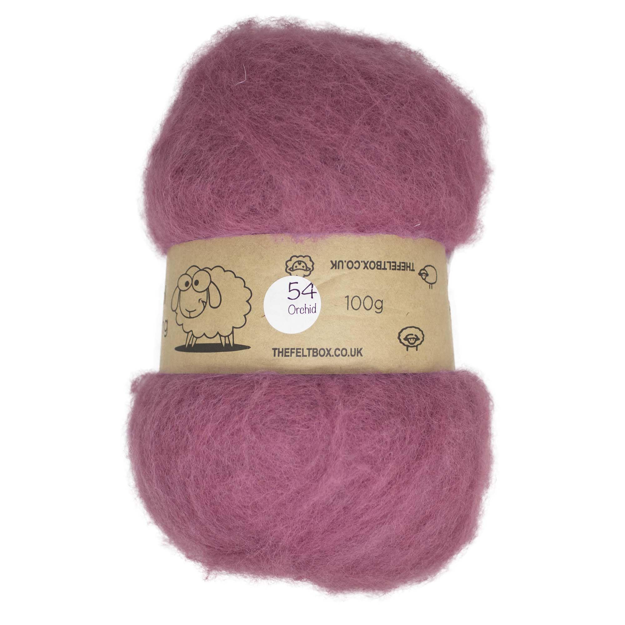 The Felt Box Needle Felting Wool Carded Batting : Short Coarser Mixed Together Fibres, Use as Core or Finish Wool 100 g | 3.5 oz- Orchid #54