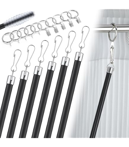 4-Pack Clear Acrylic Drapery Batons (36") With Stainless Steel Hooks - 1/2" Thick