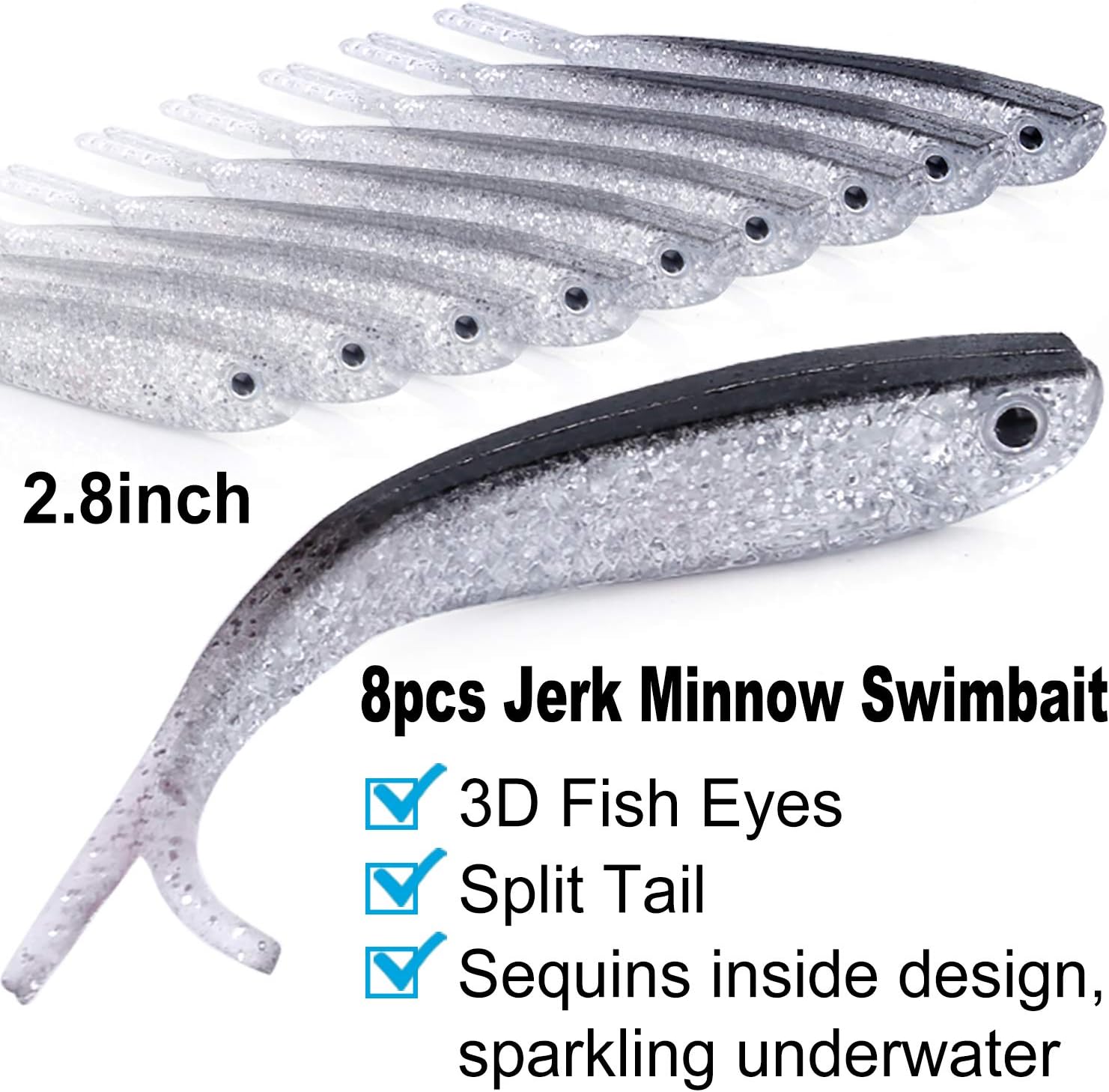 Fishing Lures Baits Fishing Tackle Kit Set Including Paddle Tail Swimbaits Jerkbait Senko Worms Craw Baits Curved Tail Grubs Fishing Accessories for Freshwater or Saltwater : Sports & Outdoors