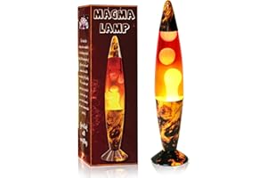 AHCCSD 16 Inch Volcano Rocket Magma Lamp,Volcanic Base Yellow Liquid with White Wax Motion Liquid Lamp for Adults Kids Women Girls Christmas Great Gift （with 2 Light Bulbs）