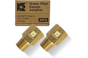 Cosmostar 1/8 BSPT Male to 1/8-27 NPT Female Gauge Adapter – 2-Pack (OPN0202B)