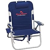 Tommy Bahama Big Boy 4-Position Folding 13" High Seat Backpack Beach or Camping Chair, Navy