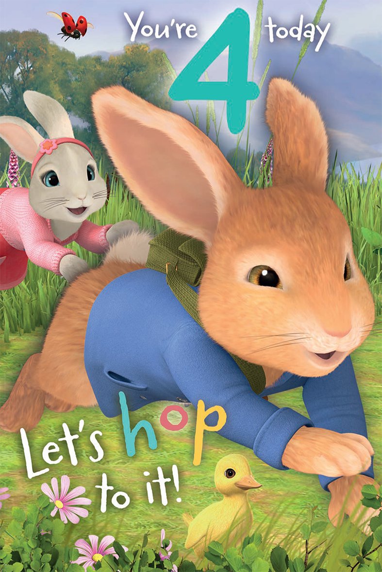 Peter Rabbit PE014 "4th" Birthday Card, Multi