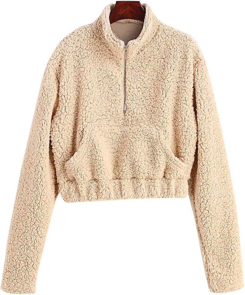 half zip fluffy pullover