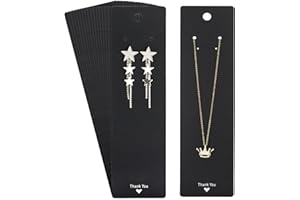 G2PLUS 100PCS Black Necklace Display Cards,2.16'' x 8.27'' Earring Display Cards,Thank You Necklace Cards Hanging Tags, Earring Card Holders for Selling, Handmade Earrings, Jewelries Packing