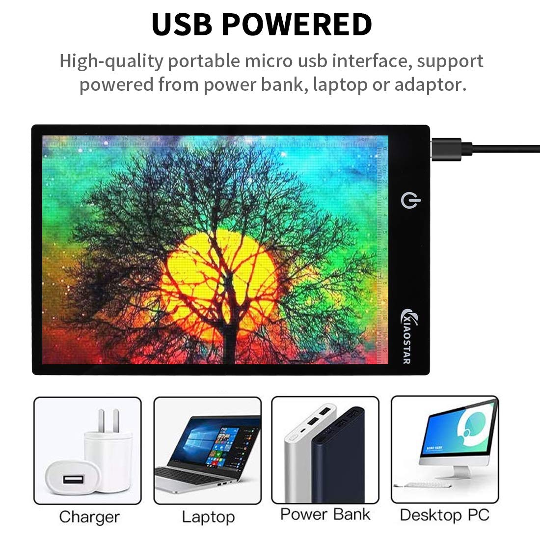 Light Box Drawing Pad A5, Tracing Board with Micro USB Cord Charge Cable and Brightness Adjustable for Artists, AnimationDrawing, Sketching, Animation, X-ray Viewing (A5) Not Rechargeable