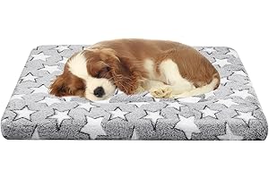 Dekeyoo Dog Crate Mats Bed for Small Dogs, 24x16 Inch Short Plush Pet Mat, 1.6-inch Thick Thin Kennel Pad, Machine Washable I