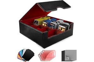JNLODGE Trading Card Storage Box (3000+ Cards Capacity) – Magnetic MTG Deck Box, Waterproof PU Leather, Thickened Material – Includes 24 Dividers, 4 Card Stands, 6 Cleaning Cloths – Card Box for TCG & YuGiOh