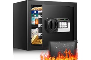 TISKGG 1.5 Cu ft Home Safe Fireproof Waterproof, Anti-Theft Fireproof Safe with Fireproof Money Bag, Combination Lock and Removable Shelf, Fire Safe Box for Home Important Documents Valuables