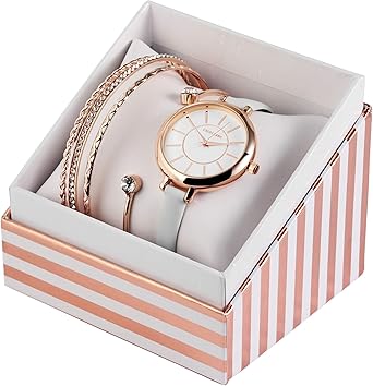 Reloj De Mujer Oro Blanco + 4 Joyas Pulseras + Caja Reloj de Pulsera: Amazon.es: Relojes