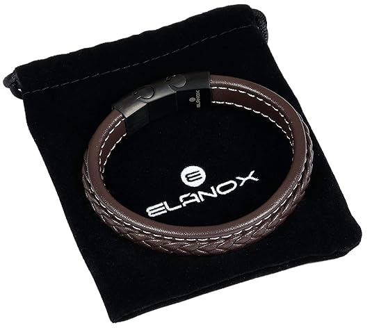 Elanox Lederarmband für Herren Damen | Armband mit Verlängerung | 22 cm | Verschluss aus hochwertigem Edelstahl | braun | sch