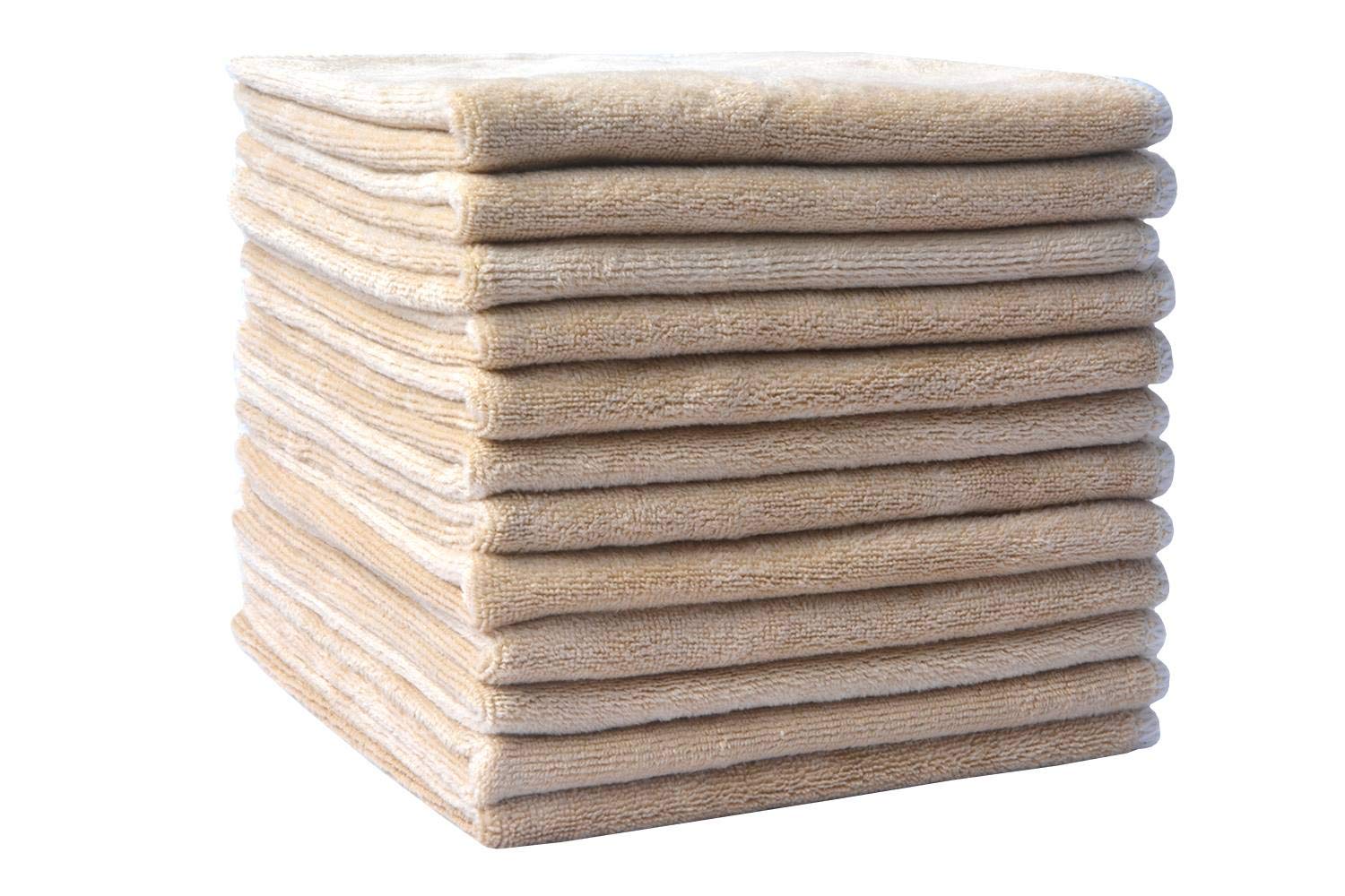 KinHwa Microfibre Face Cloths Super Soft Makeup Remover Cloths Odor Free Washcloths for Face 30cm x 30cm 12 Pack Cream