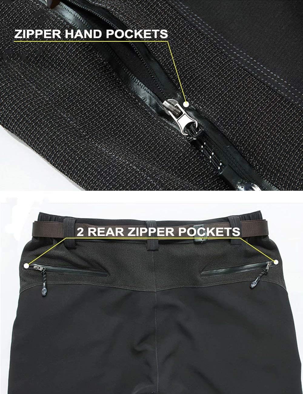 MAGCOMSEN Men's Snow Pants Water Resistant Zip Pockets Reinforced Knees Fleece Lined Hiking Ski Pants: Clothing