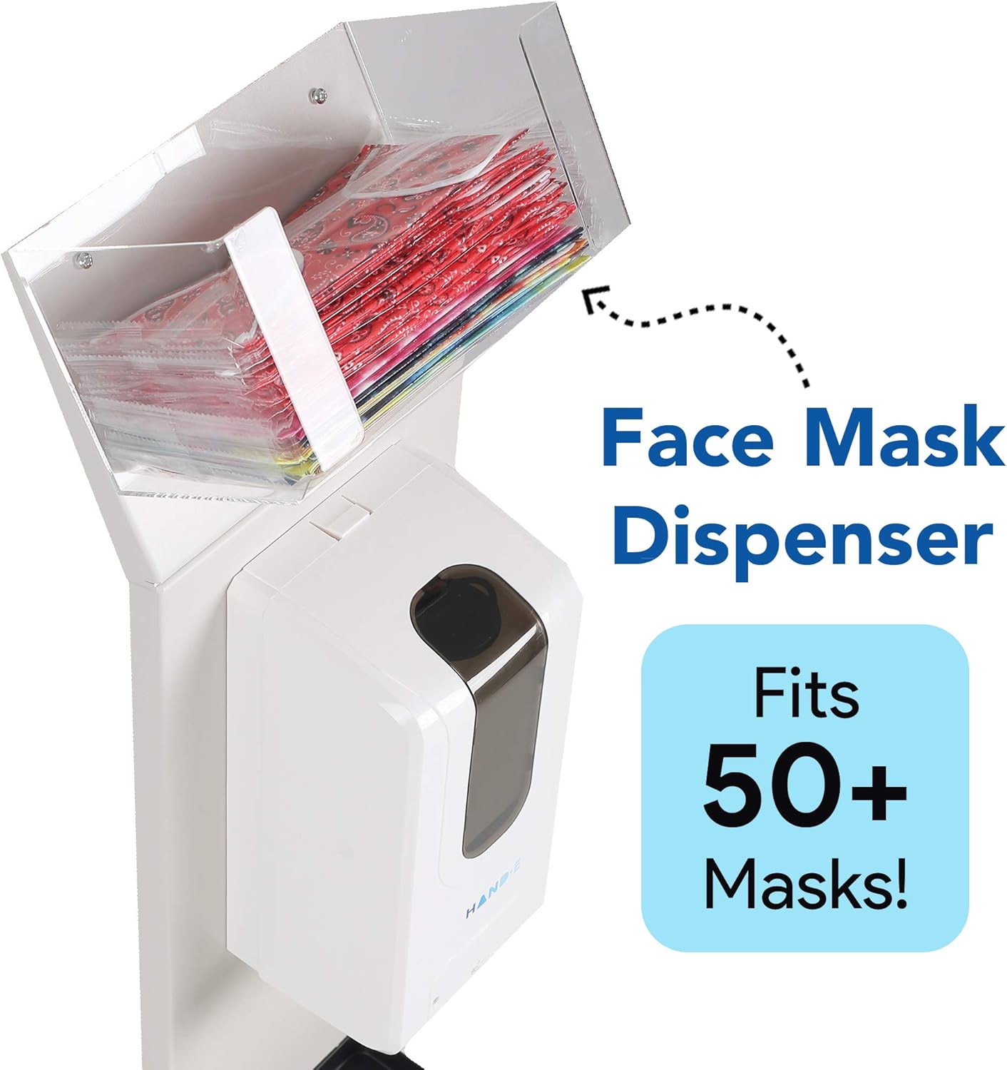 Automatic Hand Sanitizer Dispenser Stand with Face Mask Dispenser - Universal Touchless Hand Soap Dispenser - Liquid or Gel Hand Sanitizer Station - Wall Mounted or Stand - Drip Catcher Tray - White: Kitchen & Dining