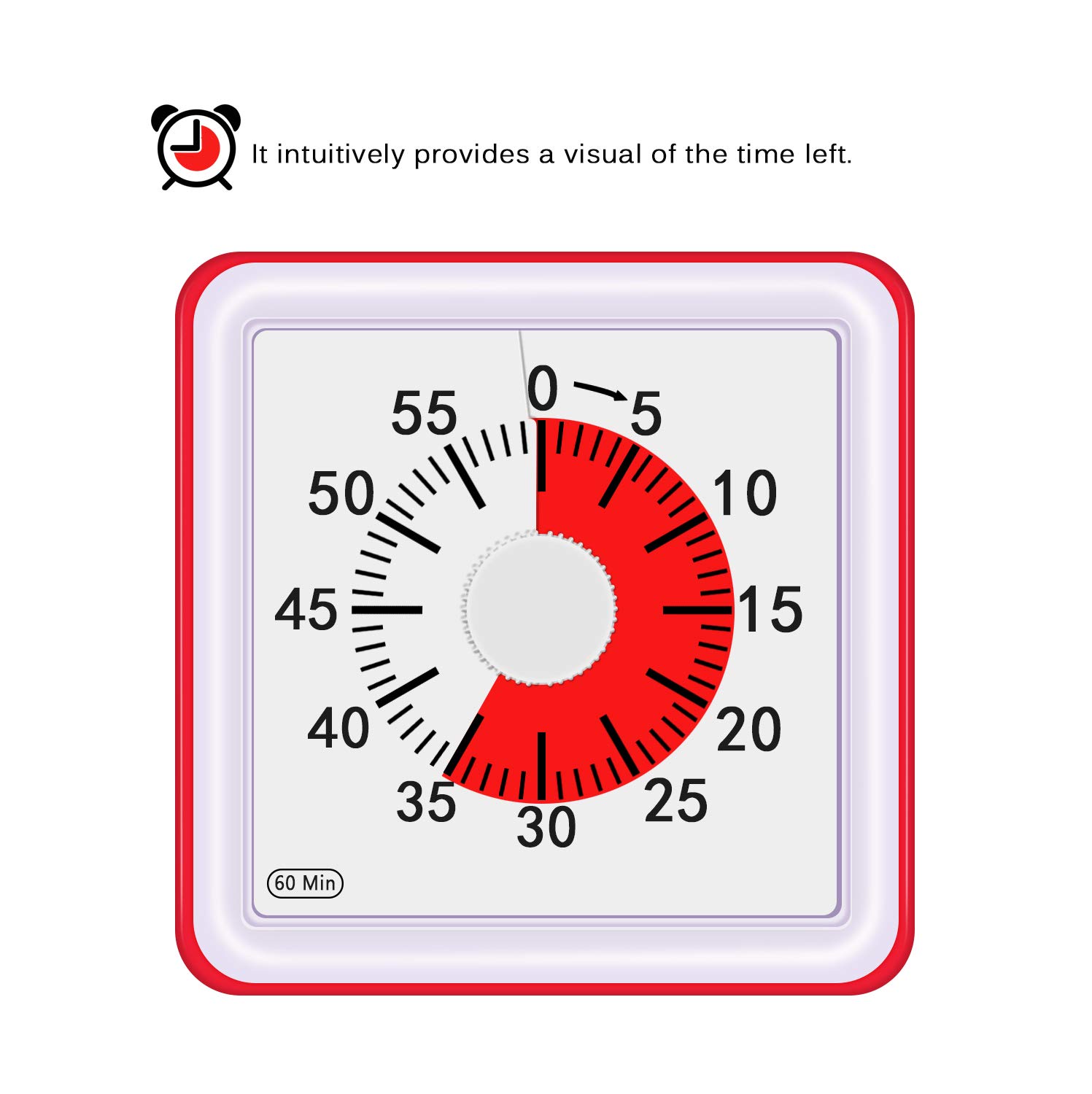 Yunbaoit Visual Analog Timer,Silent Countdown Clock, Time Management Tool for Kids and Adults … (Red)