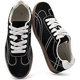 COOLLULU Women Retro Sneakers for Women Lightweight Lace-Up Shoes Suede Fashion Sneakers with Memory Foam Insoles Comfortable Walking Footwear Non-Slip Tennis Shoes