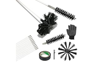 AOGYikang 15 Feet Dryer Vent Cleaner Kit, Multi-purpose Lint Remover with 6” Chimney Brush Head, Flexible Nylon Rod Extends to 15ft Duct Cleaning Brush For Dryer, Air Duct, Fireplaces, Washing machine